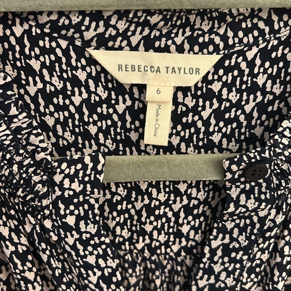 Rebecca Taylor static print silk dress size 6 in navy/pink combo. - Picture 5 of 7